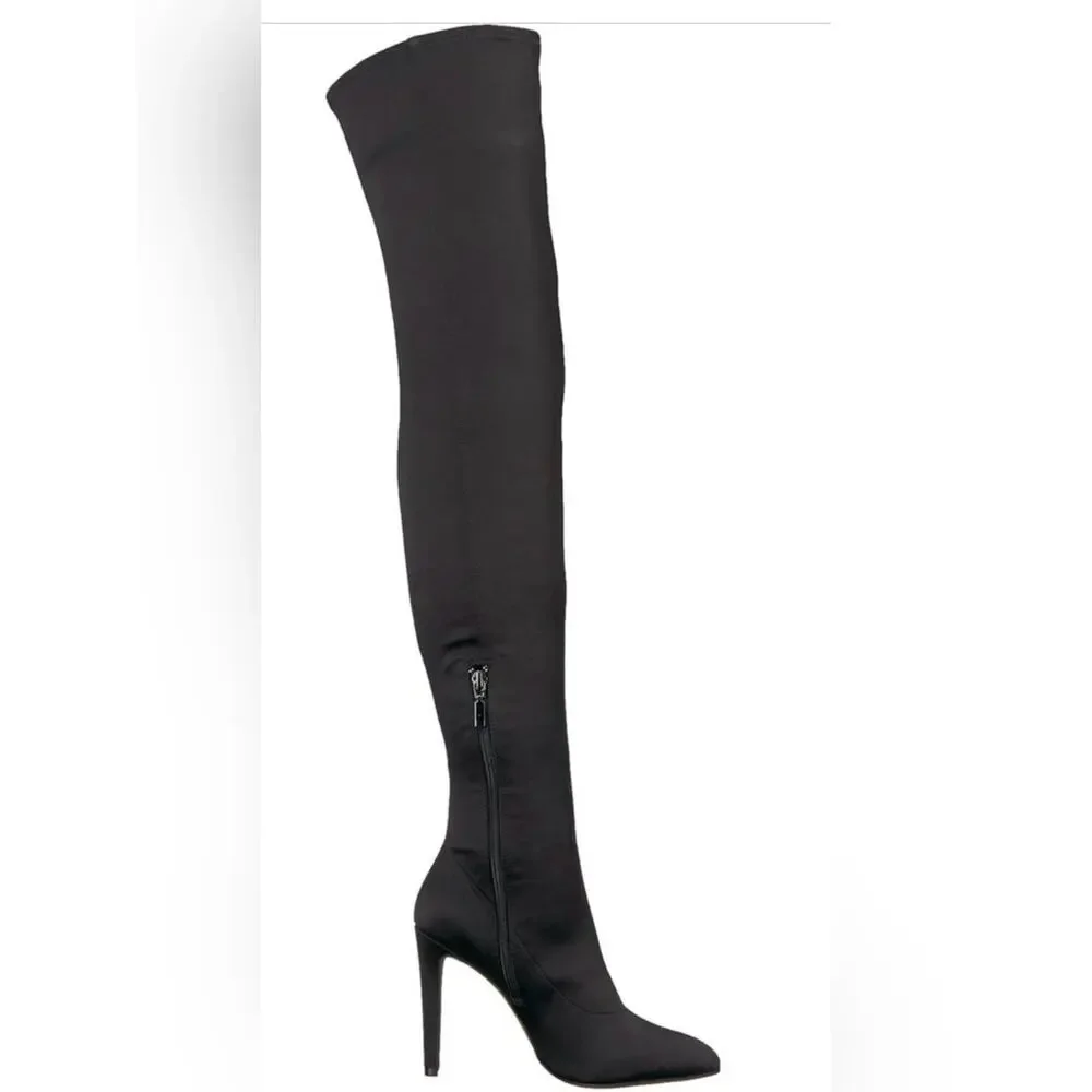 The Fix “Mia” Thigh High Sock Boots Black Stretch Stiletto Heel Size 9.5 NWB